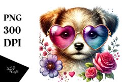 Puppy Sunglasses Heart PNG Product Image 1