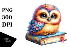 Baby Owl Book Reading Learning Cute Clipart Product Image 1