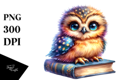 Baby Owl Book Reading Learning Cute Clipart Product Image 1