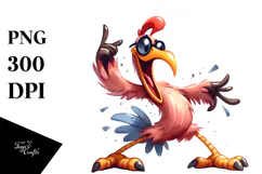 Colorful Cartoon Bird with Sunglasses PNG Product Image 1