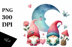 Colorful Heart with Gnome and Half Moon PNG Product Image 1