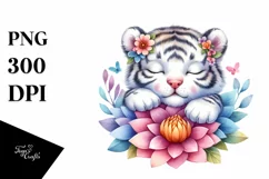 Cute Baby Tiger Watercolor Clipart Product Image 3