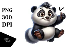 Goofy Cartoon Panda Jumping PNG Product Image 1