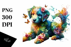 Abstract Vibrant Puppy made of , PNG Product Image 1