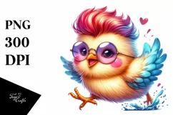 Happy Baby Chicken Running PNG Product Image 1
