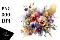 Abstract Colorful Bouquet, Gold Foil | Sublimation | Clipart Product Image 3
