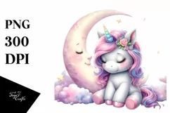 Baby Unicorn on the Moon Clipart Product Image 3