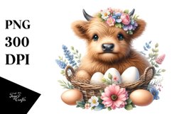 Highland Cow Basket | Clipart Product Image 3