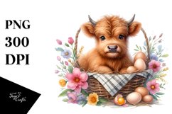 Highland Cow Basket | Clipart Product Image 1