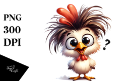 Expressive Chicken Big Eyes Teeth White Background | Clipart Product Image 1