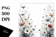Wild Flowers Tall Frame Watercolor Sticker Clipart Product Image 3