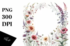 Wild Flowers Tall Frame Watercolor Sticker Clipart Product Image 1