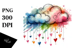 Colorful Smiling Cloud with Hearts, Transparent PNG Product Image 1