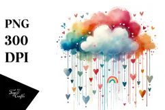 Colorful Smiling Cloud with Hearts, Transparent PNG Product Image 1
