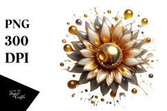 Glossy Sunflower, Round Watercolor Splash Product Image 1