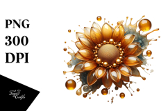 Glossy Sunflower, Round Watercolor Splash Product Image 1