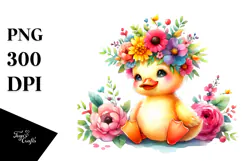 Cartoon-Style Watercolor Duck PNG Product Image 1