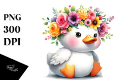 Cartoon-Style Watercolor Duck, Transparent PNG Product Image 1