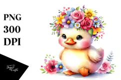 Cartoon-Style Watercolor Duck PNG Product Image 1