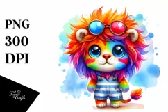 Colorful Layered Baby Lion Summer Watercolor Product Image 3