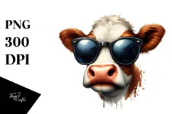 Funny Cow with Funny Sunglasses PNG Product Image 1