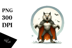 Simple Funny Halloween Werewolf PNG Product Image 1