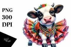 Colorful Baby Cow with Mazurka Dancer's Costume, Transparent Product Image 3