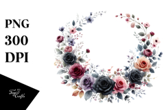 Colorful Black Roses Floral Frame PNG Product Image 1