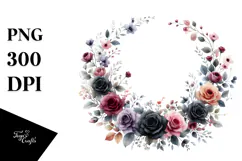 Colorful Black Roses Floral Frame PNG Product Image 1