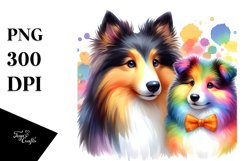 Cute Colorful Collie Sublimation Clipart Product Image 1