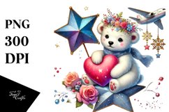 Polar Bear Heart Star PNG Product Image 1
