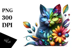 Vibrant Kitten with Flowers, 20 oz Tumbler Product Image 1