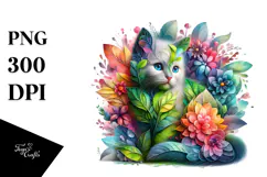 Vibrant Kitten with Flowers, 20 oz Tumbler Product Image 1