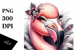 Funny Flamingo Diva Watercolor Clipart Product Image 1
