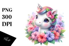 Cute Baby Unicorn with Impatiens | Sublimation | Clipart Product Image 3