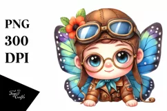 Colorful Cute Baby Butterfly Aviator | Clipart Product Image 1