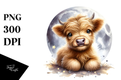 Baby Cow on Moon PNG Product Image 1
