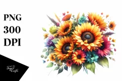 Vibrant Colorful Sunflower Bouquet | Clipart Product Image 1