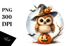 Cute Baby Owl Halloween Clipart PNG Product Image 1