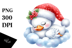 Cute Baby Swan Sleeping on Cloud | Clipart Product Image 1