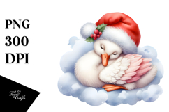 Cute Baby Swan Sleeping on Cloud | Clipart Product Image 1