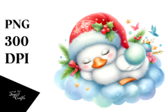Cute Baby Swan Sleeping on Cloud | Clipart Product Image 1