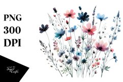 Watercolor Wildflower Silhouettes PNG Product Image 1