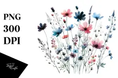 Watercolor Wildflower Silhouettes PNG Product Image 1
