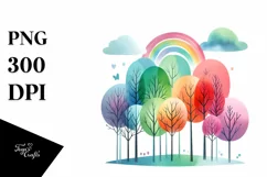 Colorful Pastel Rainbow Trees | Sublimation | Clipart Product Image 1