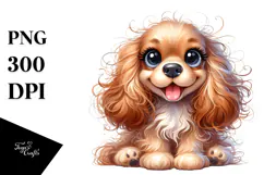 Watercolor Cute Cocker Spaniel, Transparent PNG Product Image 1