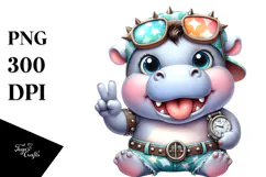 Cute Baby Hippo, PNG Product Image 1