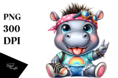 Cute Baby Hippo Wearing Summer Clothes Product Image 1