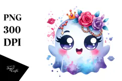 Funny Cute Ghost with Glam Accessories PNG Product Image 1