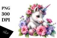 Cute Baby Unicorn with Impatiens | Sublimation Clipart Product Image 3